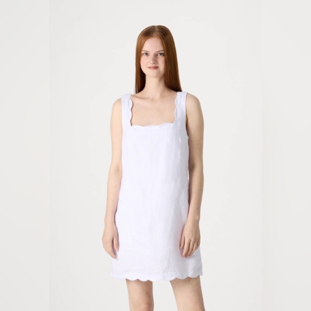 NWT Abercrombie Fitch Scallop Short Premium Linen Day Dress